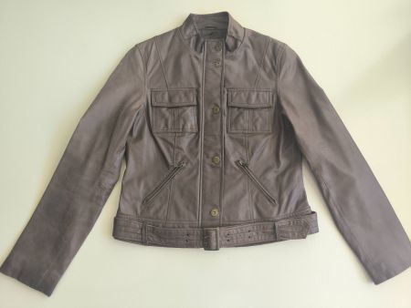 Braune Echtlederjacke, Größe EU 38