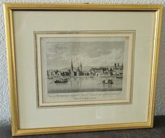 Kupferstich - Alte Zürcher Stadtansicht um 1790 - gerahmt