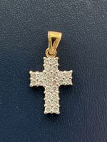 Kreuz Anhänger mit Zirkonia Steinen - Neuwertig!