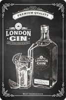 Blechschild-LONDON GIN-PREMIUM QUALITY
