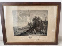 Gravure XVIIIe "IXe Vue de Flandre" - J.P. Le Bas