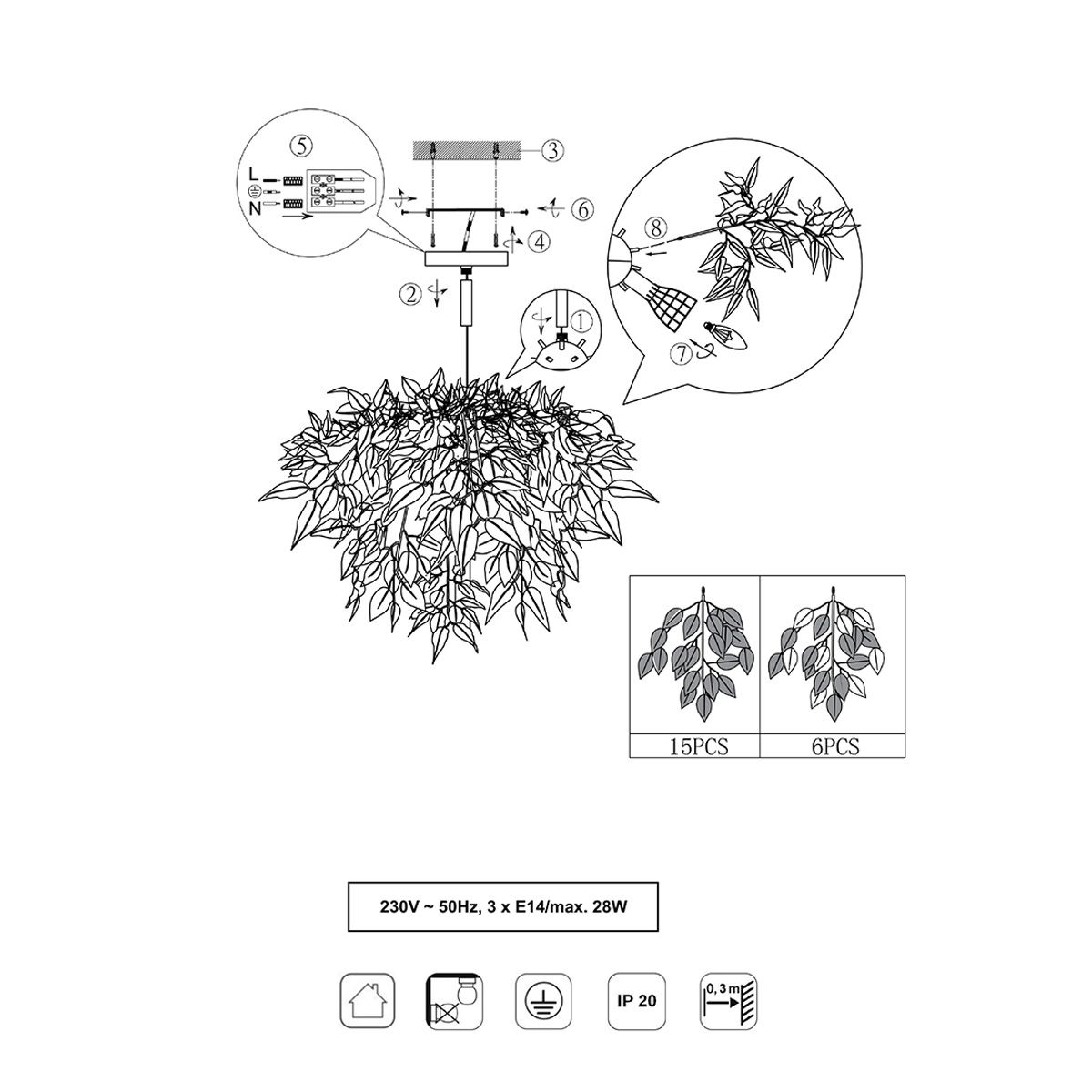 Lampadari & plafoniere: Deckenleuchte, Blätter Design, 70 cm Ø – Nuovo (secondo la descrizione) da Kreuzlingen venduto da Smart-Light 3