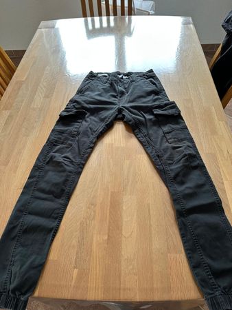 Pantalon cargo Jack&Jones, taille 30/34, noir délavé