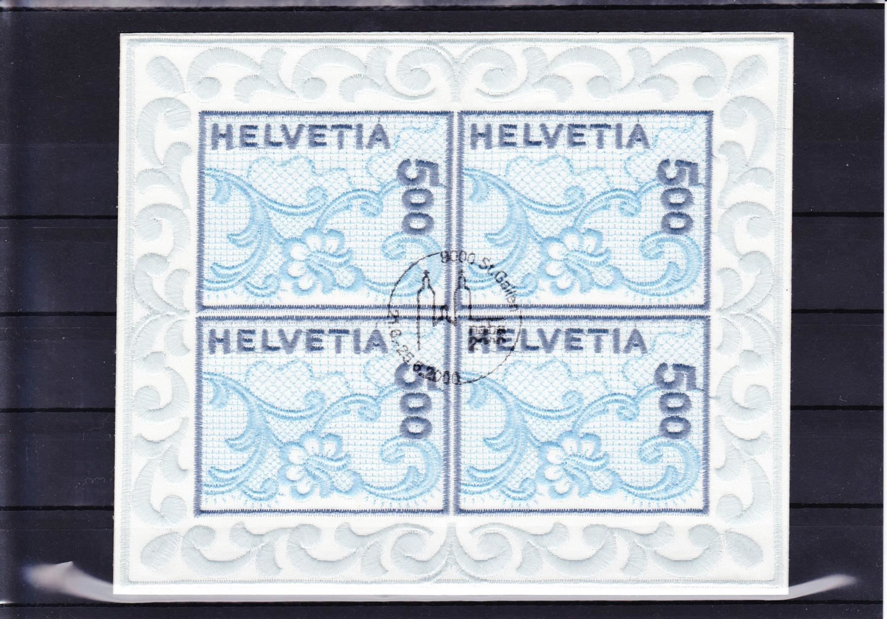 Alle Briefmarken: Stickereiblock Ersttag Stempel NABA 2000 – Gebraucht aus Spiez von Crazyduck