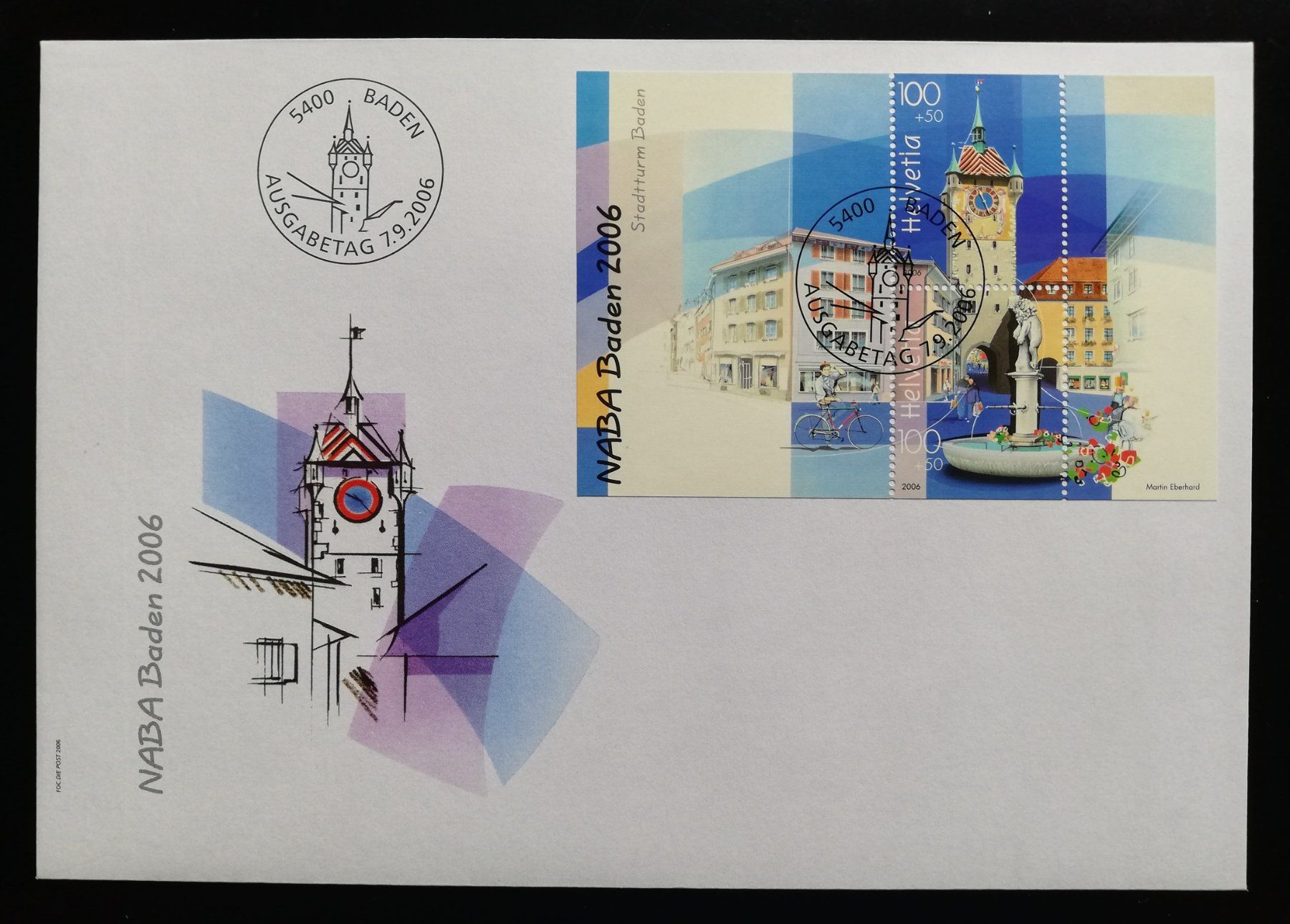 Tutti i francobolli: Schweiz FDC Sonderblock NABA II - Baden, 2006 – Usato da Gümligen venduto da Fairseriver