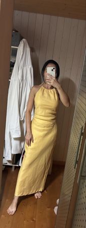 Linen Yellow Midi Dress