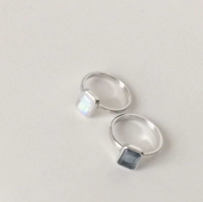 Anelli: Ring rosa Chalcedon eckig 925 Silber Baguette classy gold 52 – Nuovo (secondo la descrizione) da Zürich venduto da goldfisch.schmuck 4