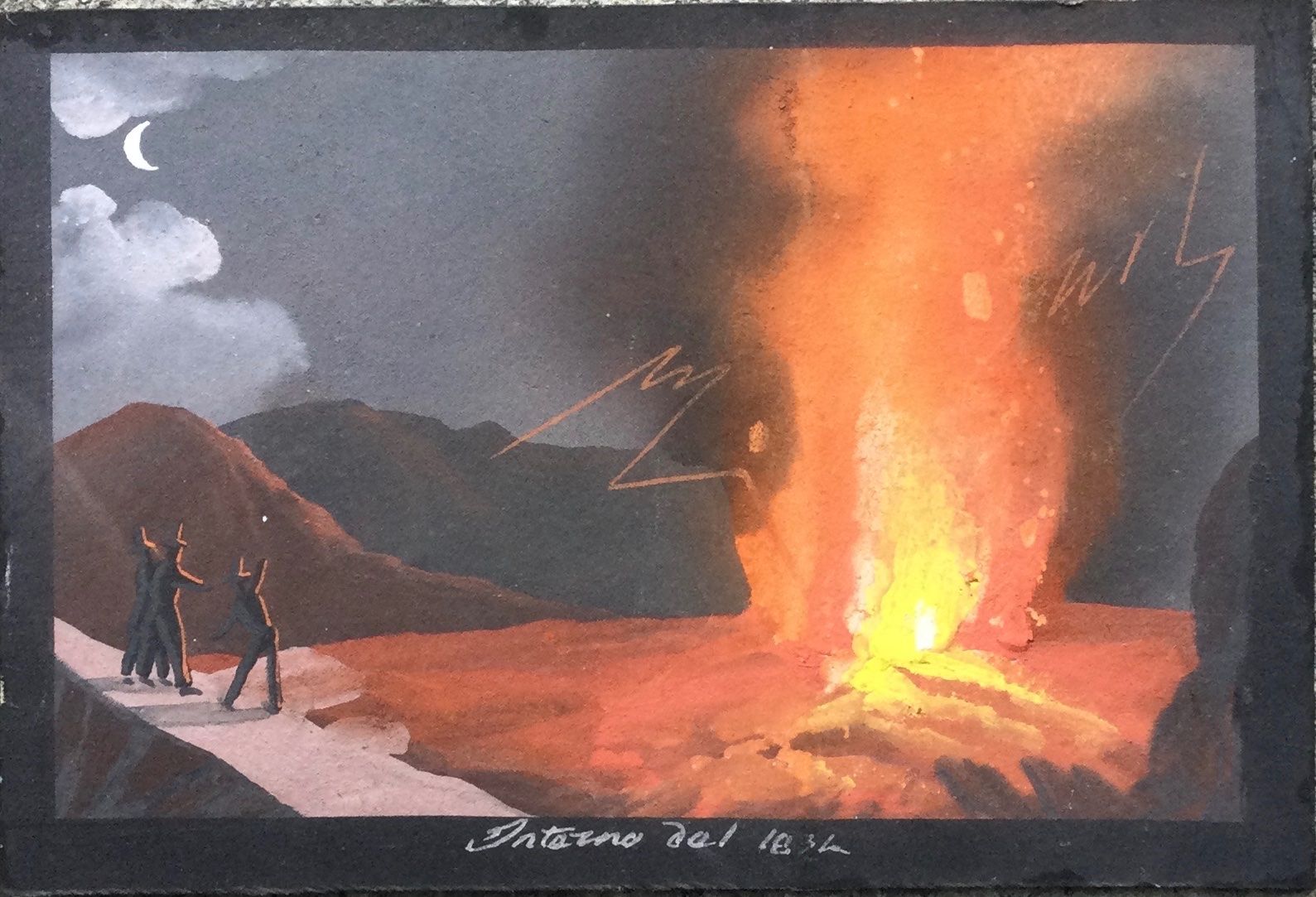 Gemälde: Antike Napoli Vulkan Gouache Gemälde – Gebraucht aus Root von  1