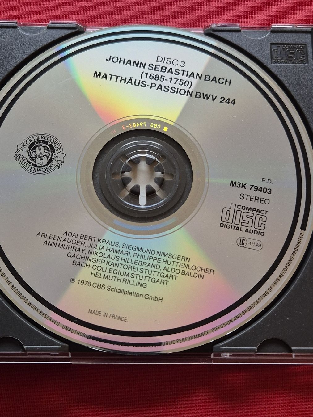 CD: J.S. Bach Matthäus-Passion Helmuth Rilling 3-CD Set – Usato da Frenkendorf venduto da naibaf01 8