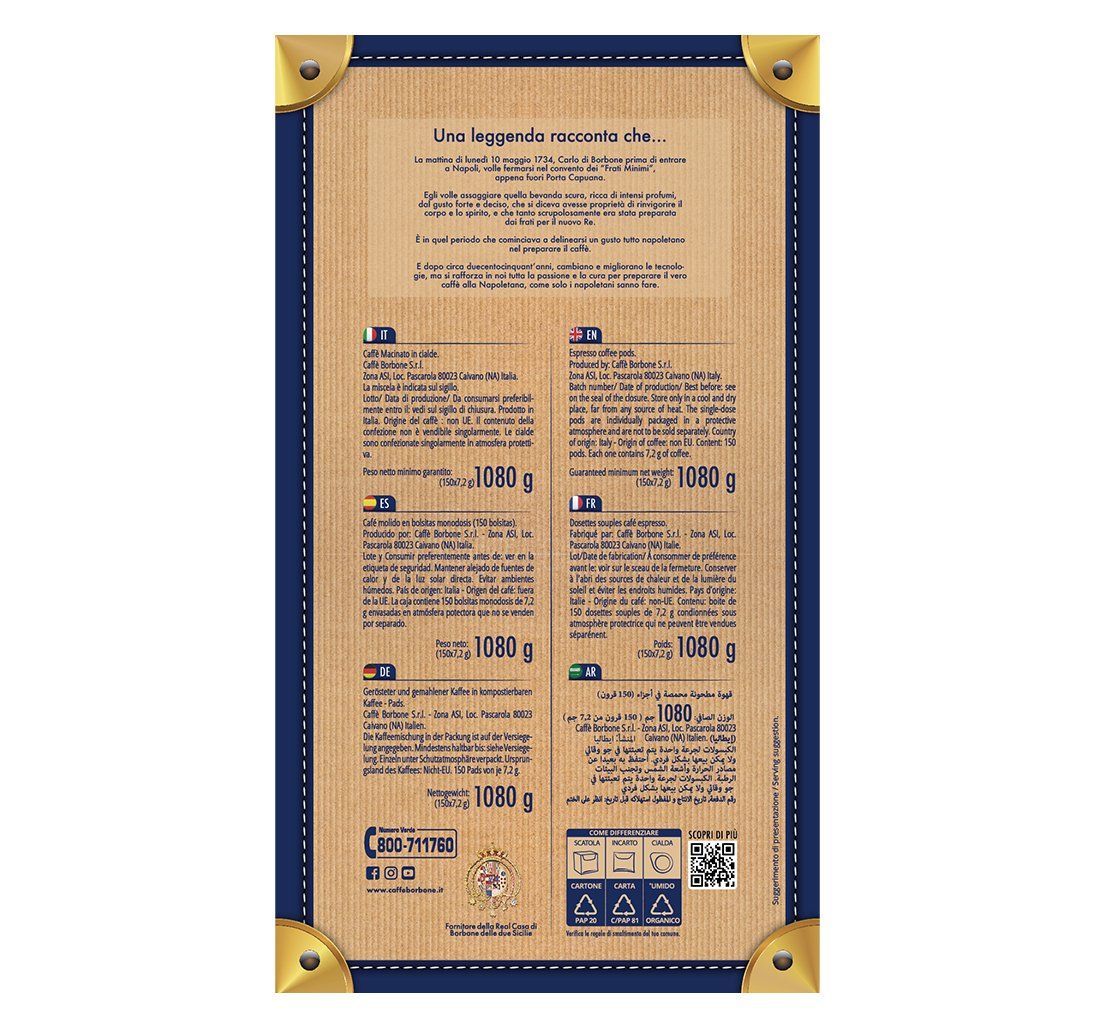 Cibi & Specialità: Cialde Caffè Borbone Miscela Blu 150 Stk. kompostierbar – Nuovo e nell'imballaggio originale da Kaiseraugst venduto da Sorgenti 2
