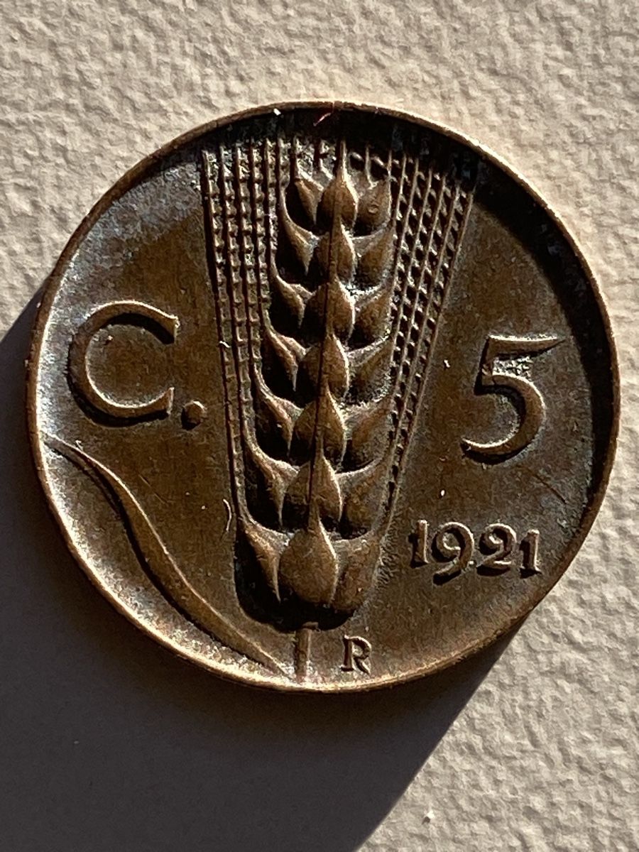 Tutti le monete: Italie - 5 centimes - 1921 – Usato da Payerne venduto da Mike1682