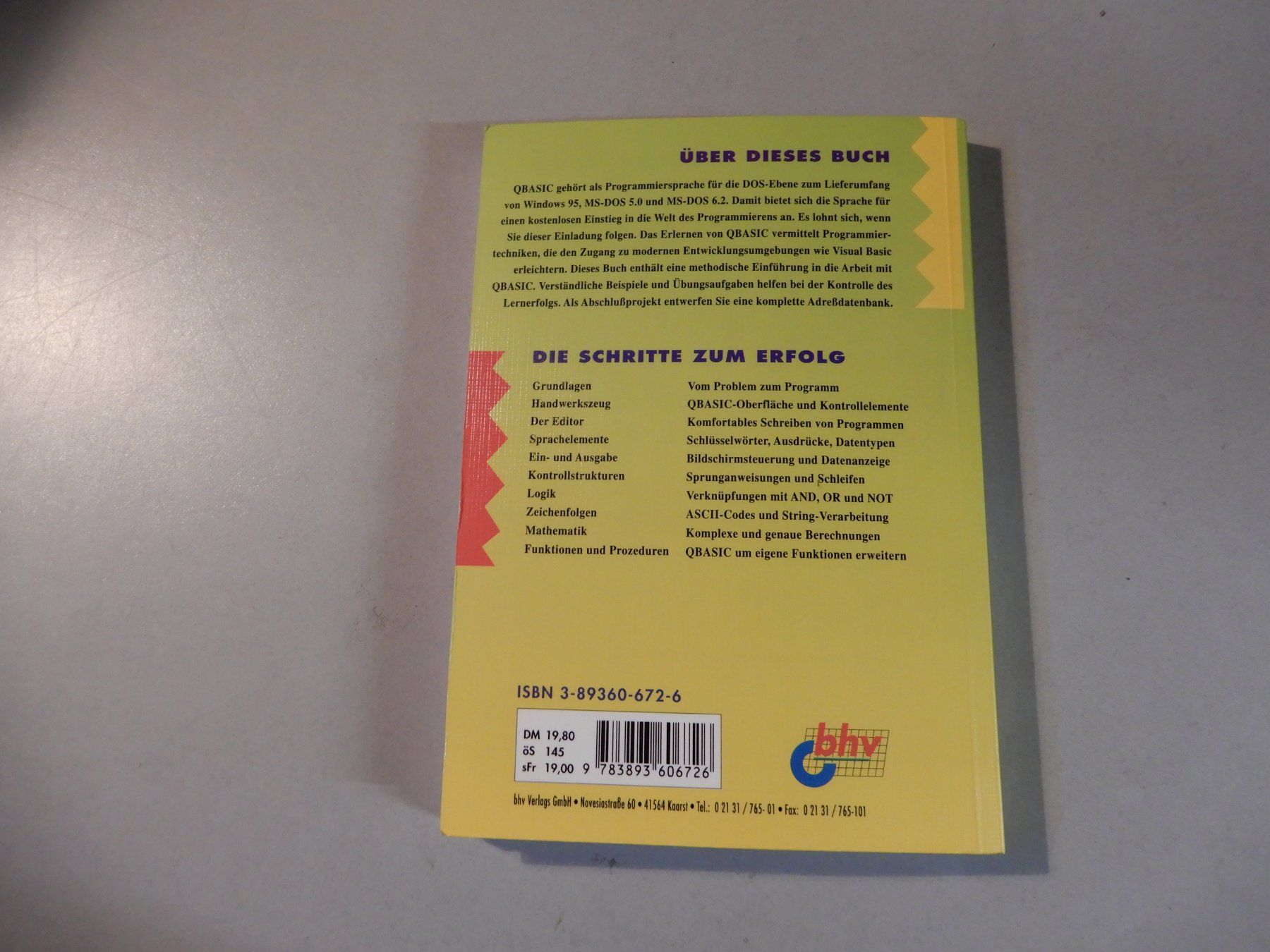 Libri: QBASIC Einsteigerseminar, Programmierung lernen Buch – Usato da Erstfeld venduto da Mario_boe0 9
