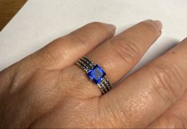 Silberring mit blauer Zirkonias Gr 56