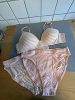 Damen Unterwäsche Set BH und Slips Grösse M Streifen Rosa
