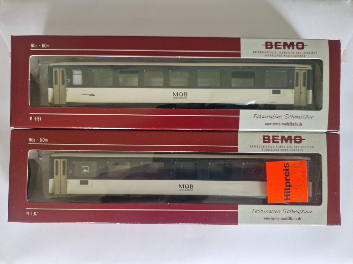 Bemo Trains électriques: Bemo Personenwagen MOB neues Design  – Neuf avec emballage d'origine à Unteriberg par pineappleMa