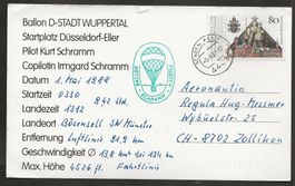 Ballon 1988 Deutschland Düsseldorf Münster Luftpost