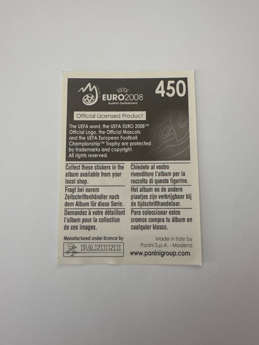 Panini Cartes à collectionner: Panini UEFA EM 2008 Sticker - Nr. 450 – D'occasion à Sulz AG par DealWerk 1