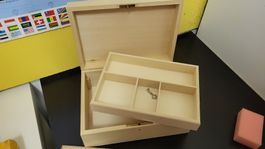 Holzkiste mit Einsatz und Schloss hellholz neu 25x18cm