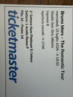 Bruno Mars The Romantic Tour Ticket San Siro Milano
