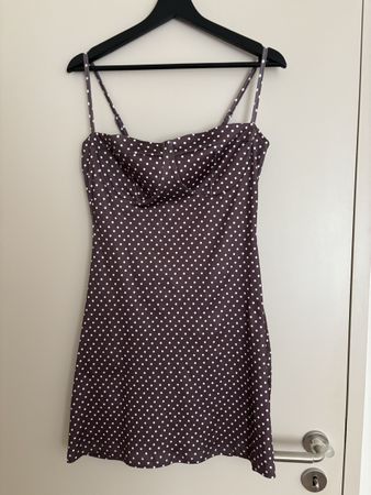 Kleid Polka Dot Trägerkleid Dunkelbraun Grösse M/L