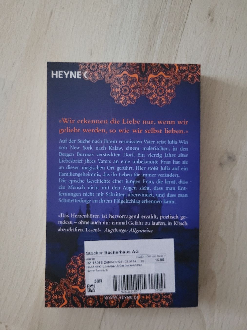 Libri: Heyne: Das Herzenhören Jan-Philipp Sendker – Usato da Perlen venduto da Safari_23 1