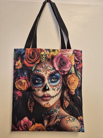 Bunte Frauenkopf-Tasche mit Blumenkranz, neu 🌹
