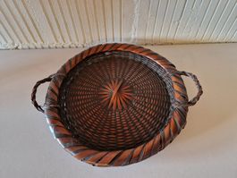 Runder geflochtener Korb Vintage Tablett Bambus Korb ...