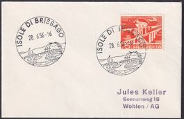 1956, attraktiver Kleinbrief von Isole di Brissago (Tessin)