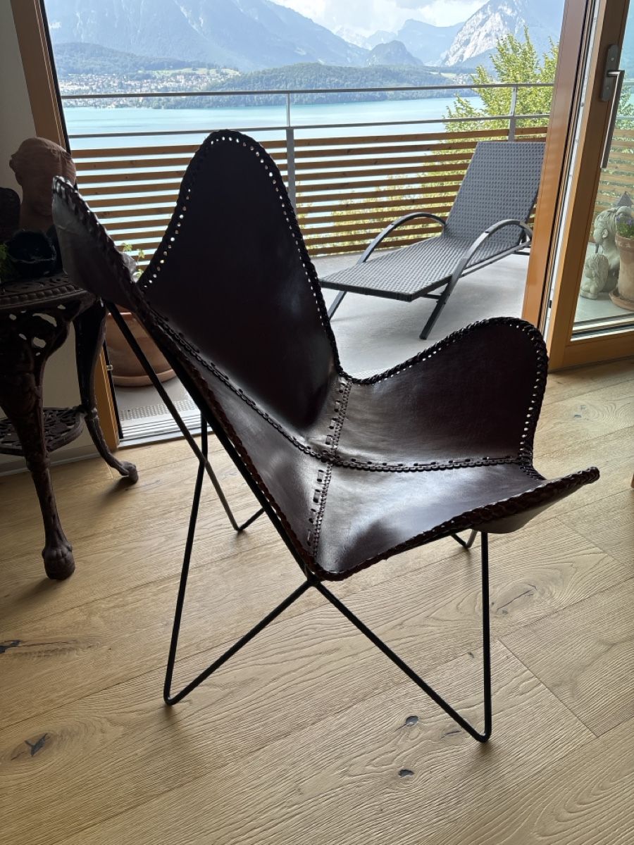 Sessel: Sessel Butterfly Brown Ecco Leder / Metall – Neu (gemäss Beschreibung) aus Gunten von tibisti 3