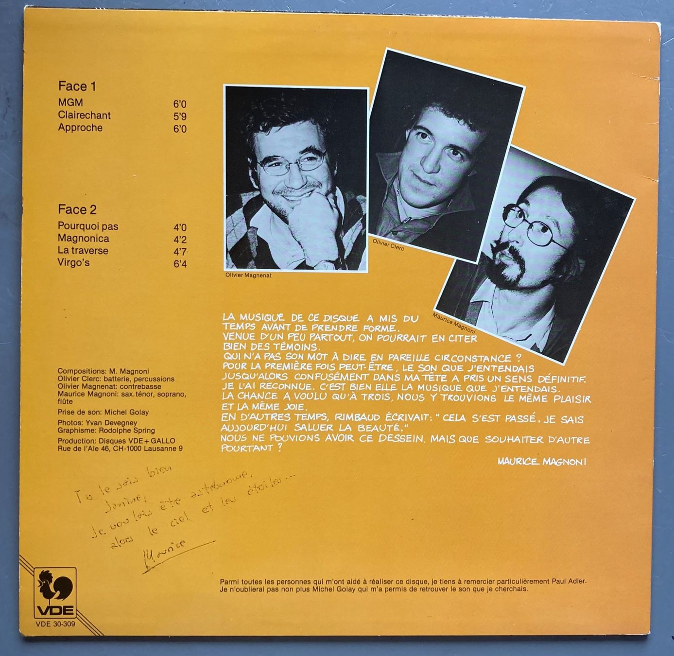 Dischi in vinile: MAURICE MAGNONI TRIO - M.G.M. – Usato da Poliez-Pittet venduto da Newtown-Records 1