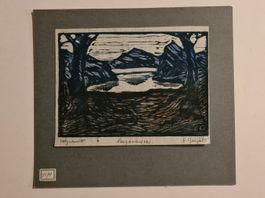 Ernst Samuel GEIGER (1876-1965)Holzschnitt "Luganersee"sign.