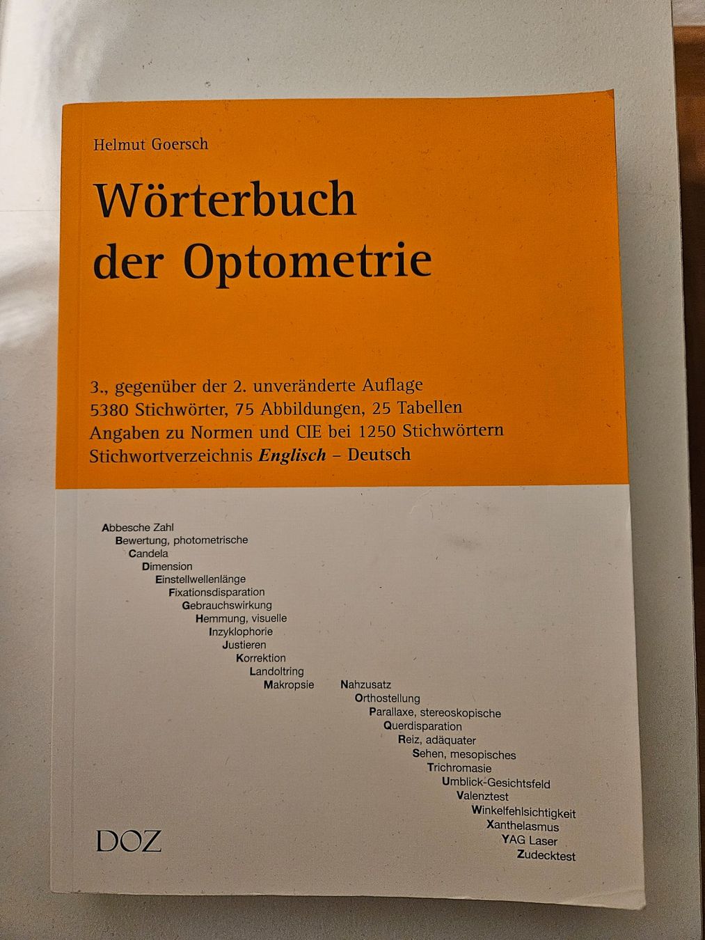 Bücher: Wörterbuch der Optometrie- Helmut Goersch – Gebraucht aus Schaffhausen von sabrina915