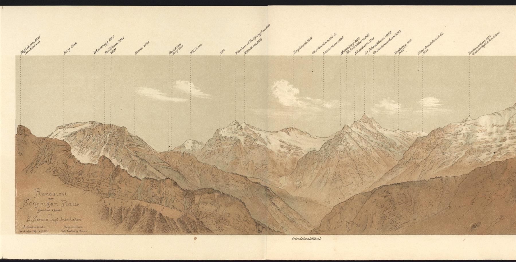 Gravures: Schynige Platte Panorama von Simon – D'occasion à Rafz par Helvet32