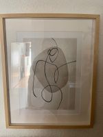 Moderne Kunstdruck im Rahmen, Beige Schwarz Bild. 42x52cm