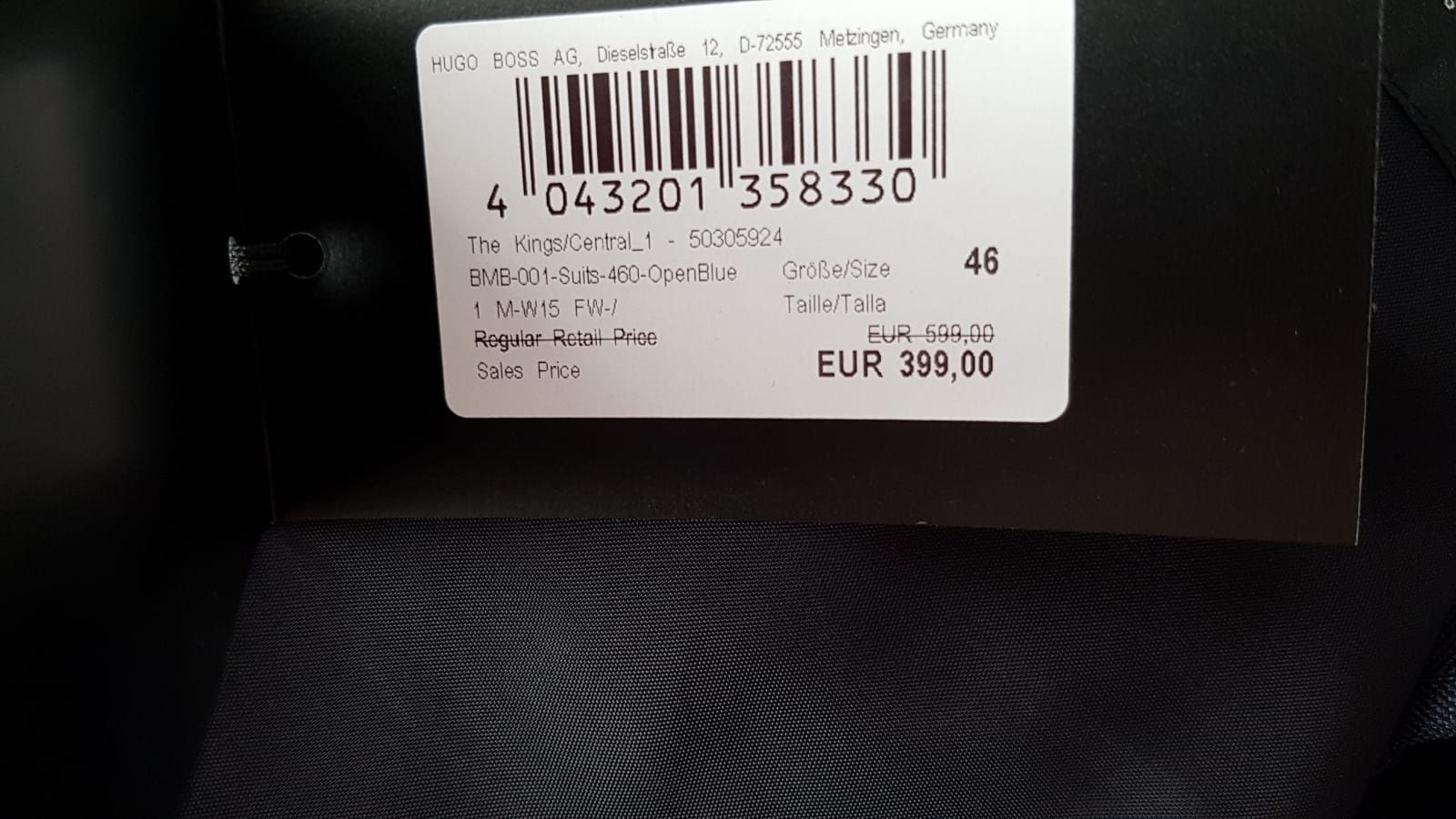Hugo Boss Completi: Herrenanzug Hugo Boss Gr.46 neu. – Nuovo e nell'imballaggio originale da Zürich venduto da ata_c8nh 8