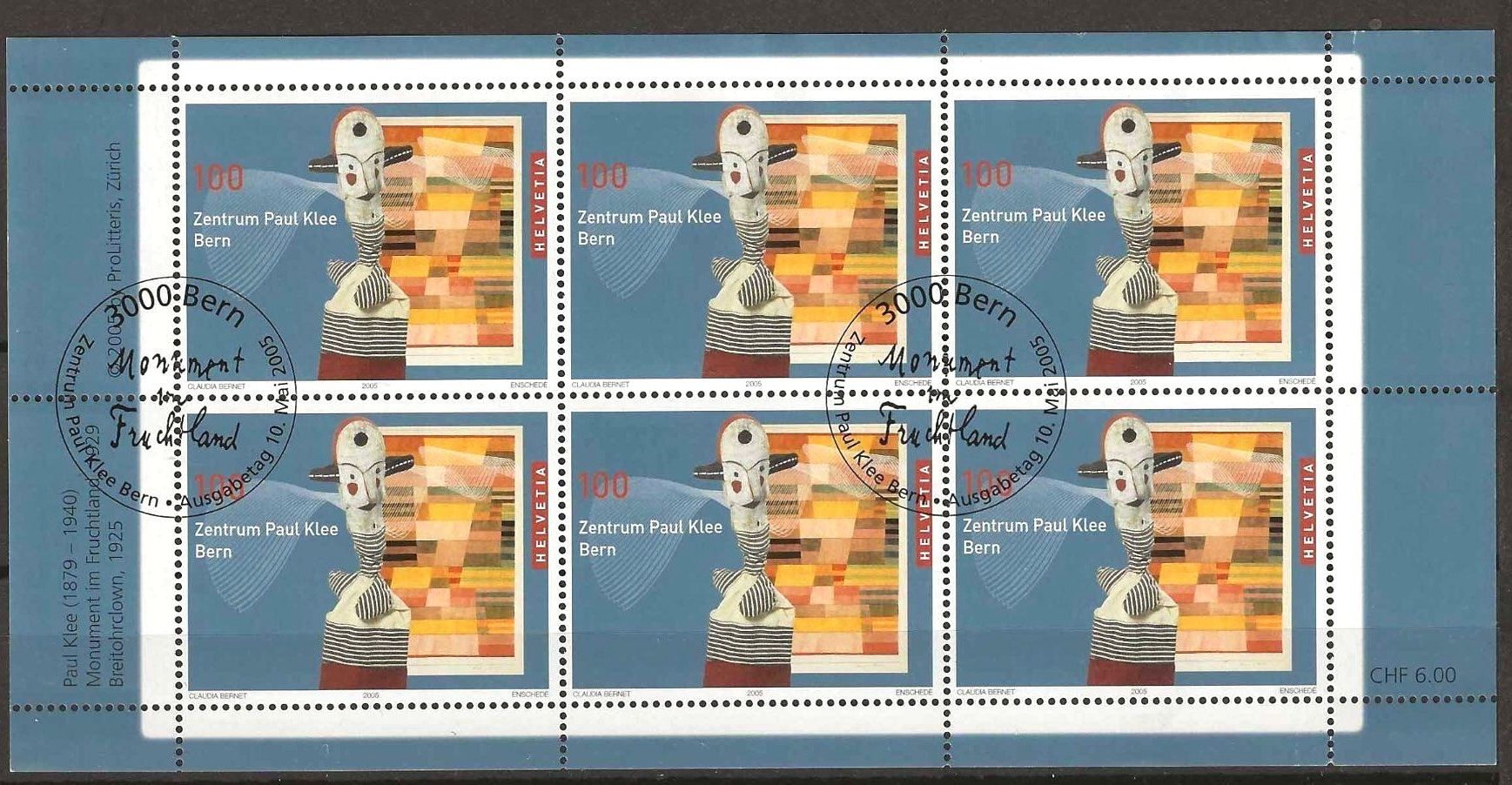 Alle Briefmarken: 2005 - Schweiz - Zentrum Paul Klee Kleinbogen ET – Neu (gemäss Beschreibung) aus Liestal von Pep3