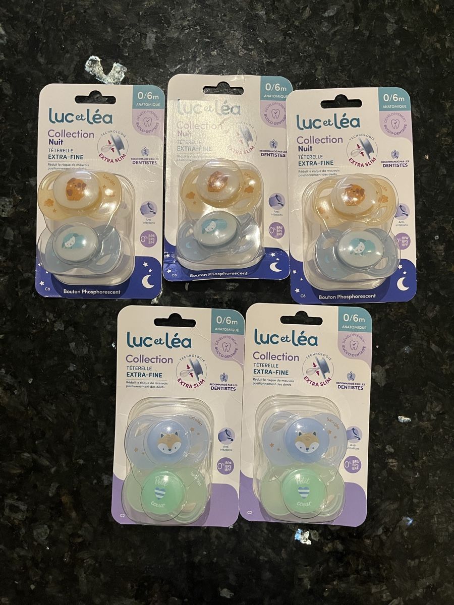Succhiotti & catenelle porta ciuccio: NEW - Luc et Léa Pacifiers 0/6m Collection Nuit 5 Pack – Nuovo e nell'imballaggio originale da Wilen b. Wollerau venduto da seb_s6jm
