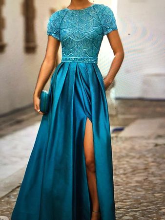 A-Linie Bodenlang Abendkleid Ballkleid Festliche Kleidung