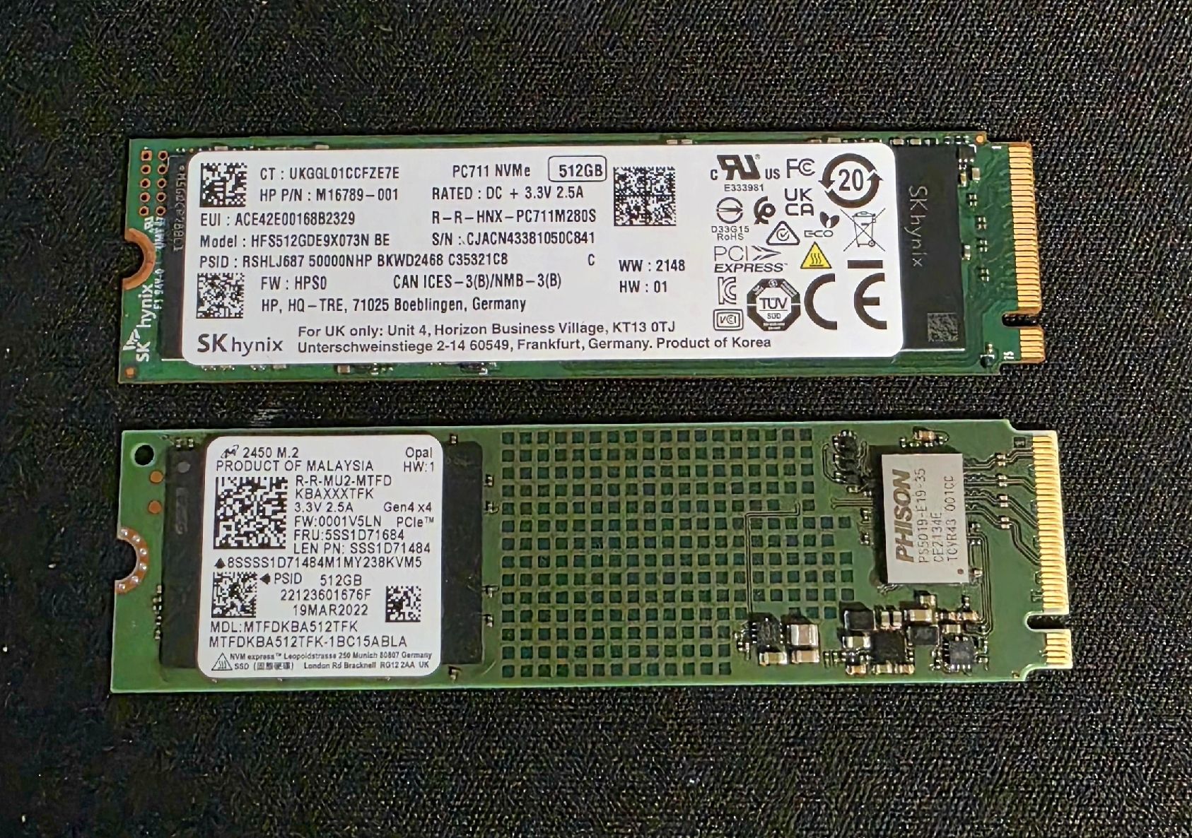 Disques durs: m.2 ssds , 2× 512gb – D'occasion à Chur par B58tech