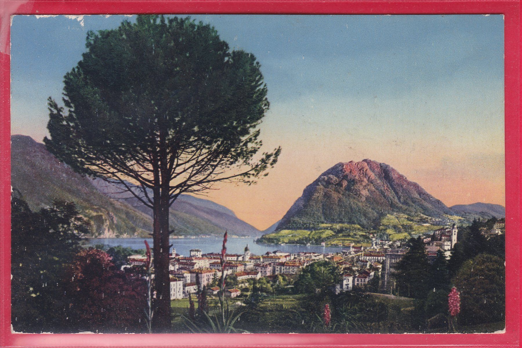 Cartoline postali: LUGANO E MONTE S.SALVATORE, 30.12.1924, P.P. STEMPEL, – Usato da Oberrieden venduto da Gebirgsstelze