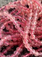 Strang echte facettierte strawberry quartz Kugeln 3 mm