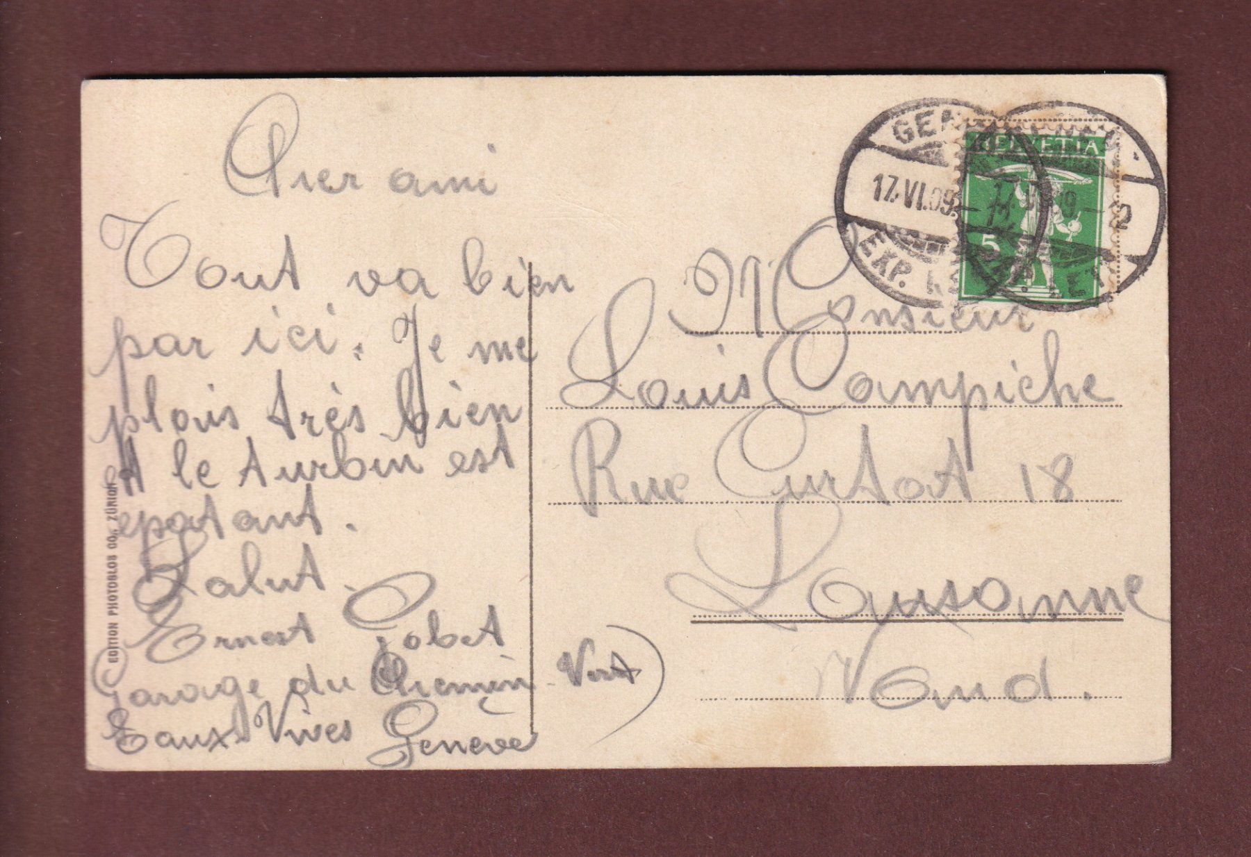 Cartes postales: RHEINFALL - 1909 – D'occasion à Pully par nicecards-shop 1