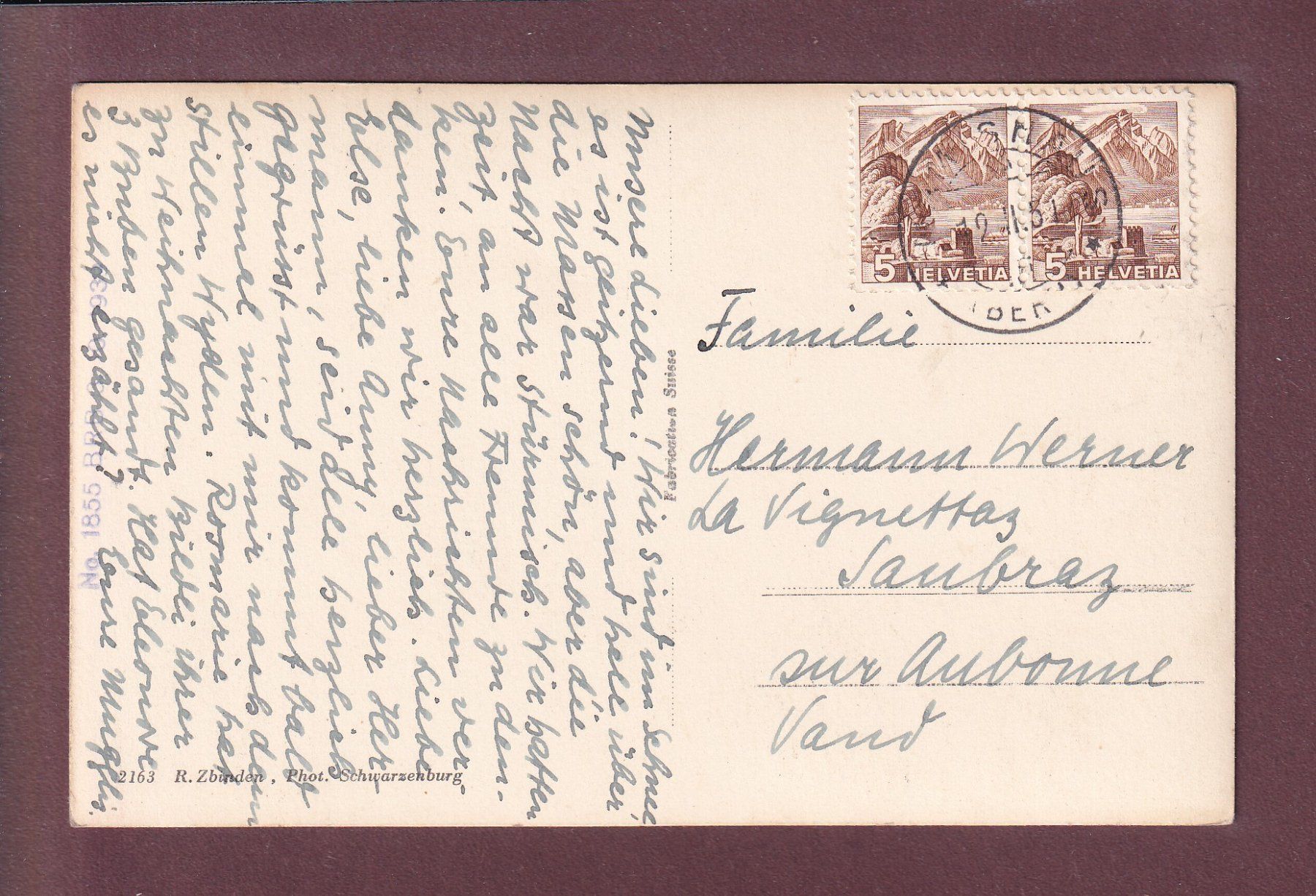 Ansichtskarten: BIRRE und OCHSEN - 1951 – Gebraucht aus Pully von nicecards 1