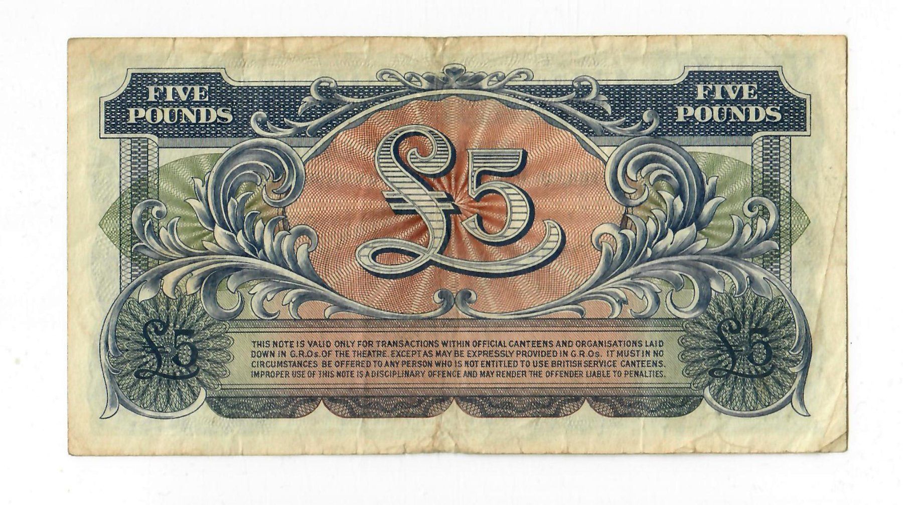 Banconote: Alte Banknote British Armed Forces, 5 Pounds – Usato da Landquart venduto da balboajimmy 1