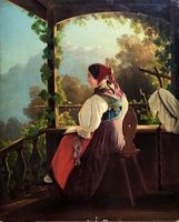 JOHANN ISRAEL DARMS – Nidwaldner Trachtenmädchen, Öl / Holz