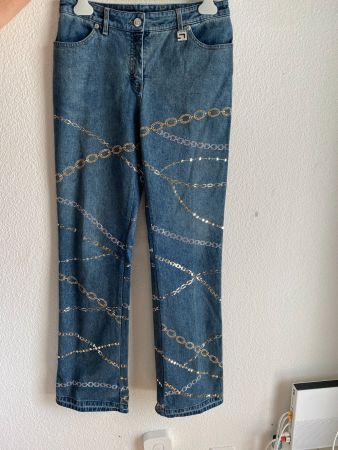 St. John Gold und Silber verzierte Kettenjeans