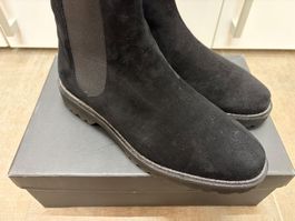 Sioux Chelsea Boots, schwarzes Veloursleder