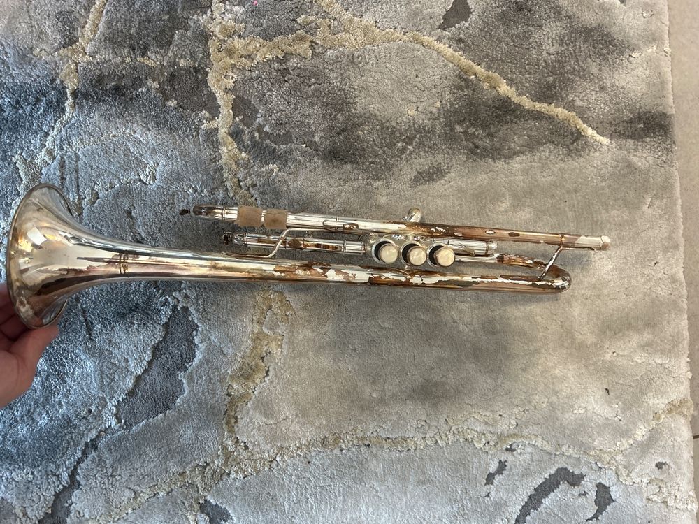 Trompette Karl Glaser Plaquée Argent - Si Bémol, Valves Rotatives, Avec Valise Et Embout