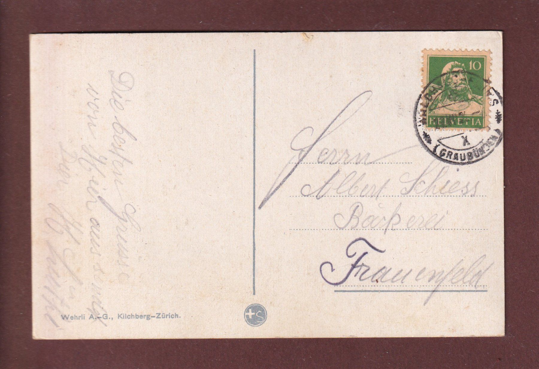 Cartoline postali: BÜNDNER OBERLAND - Vogelschau - 1924 – Usato da Pully venduto da nicecards 1