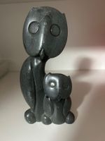 Steinskulptur Eulenfigur Mutter Kind handgeschnitzt Zusta...